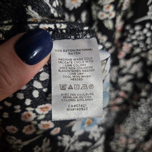 Loft Mixed Pattern Floral Oversized Midi Knee Dress Boho Office XS Rayon Keyhole - Picture 5 of 8